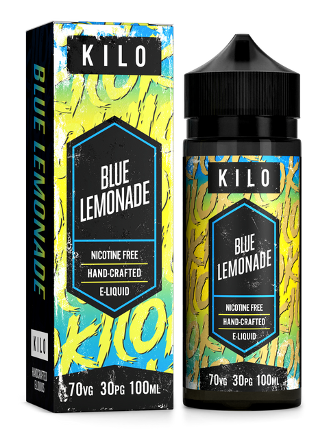 Kilo V2 E-Liquids 100ml Shortfill Range Blue Lemonade On White Background