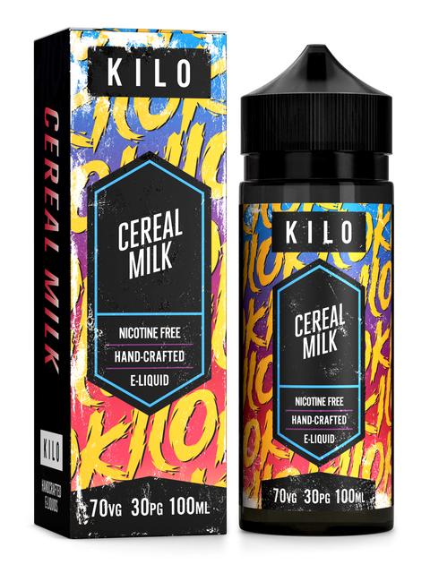 Kilo V2 E-Liquids 100ml Shortfill Range Cereal Milk On White Background