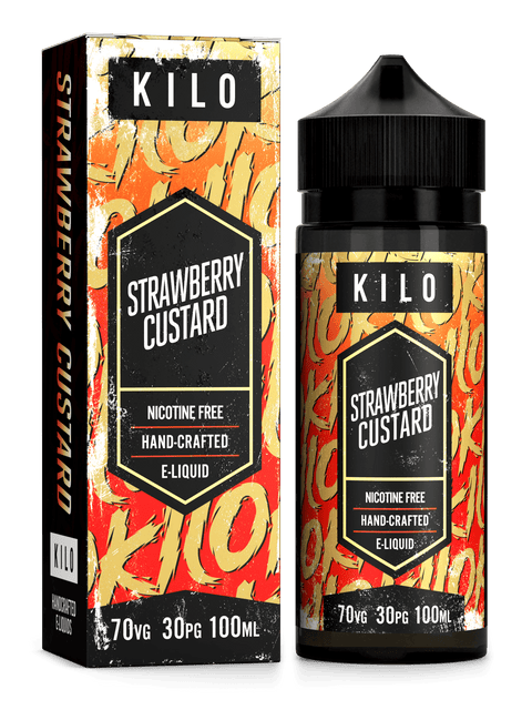 Kilo V2 E-Liquids 100ml Shortfill Range Strawberry Custard On White Background