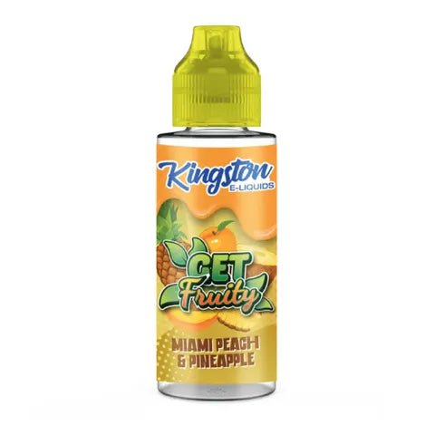 Kingston Get Fruity 100ml Shortfill E-Liquids Miami Peach Pineapple On White Background