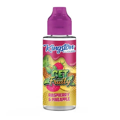 Kingston Get Fruity 100ml Shortfill E-Liquids Raspberry Pineapple On White Background