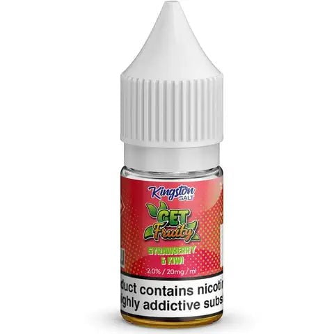 Kingston Get Fruity Nic Salt E-Liquids Strawberry & Kiwi / 20mg On White Background