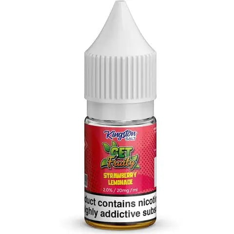 Kingston Get Fruity Nic Salt E-Liquids Strawberry Lemonade / 20mg On White Background