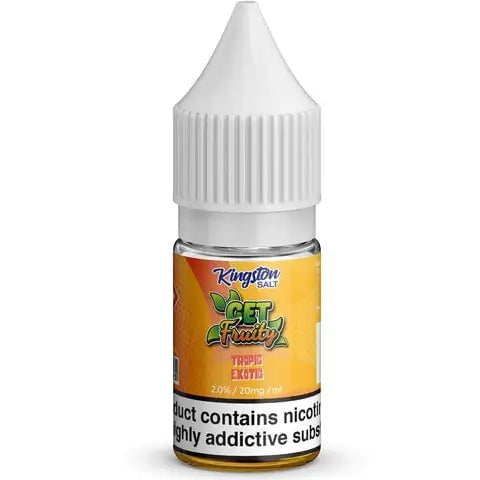 Kingston Get Fruity Nic Salt E-Liquids Tropic Exotic / 20mg On White Background