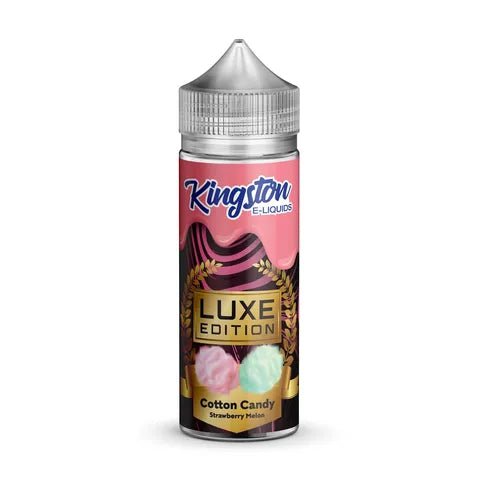 Kingston Luxe Edition 100ml Shortfill E-Liquids Cotton Candy Strawberry Melon On White Background
