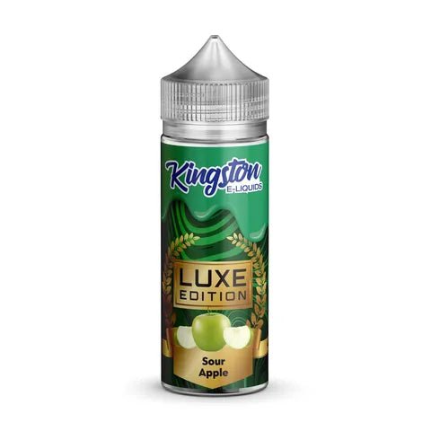 Kingston Luxe Edition 100ml Shortfill E-Liquids Sour Apple On White Background