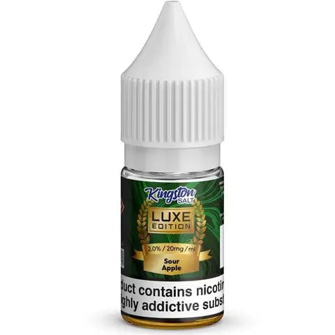 Kingston Luxe Nic Salt E-Liquids Sour Apple / 20mg On White Background