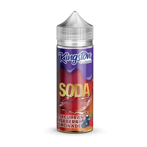 Kingston Soda 100ml Shortfill E-Liquid Blackcurrant Raspberry Lemonade On White Background