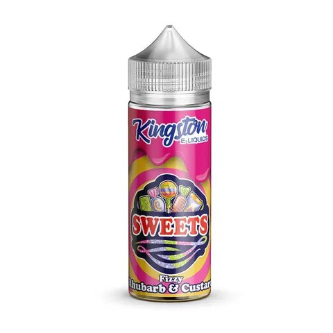 Kingston Sweets 100ml Shortfill E-Liquid Fizzy Rhubarb & Custard On White Background
