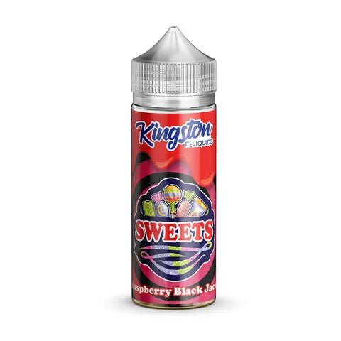 Kingston Sweets 100ml Shortfill E-Liquid Raspberry Black Jack On White Background