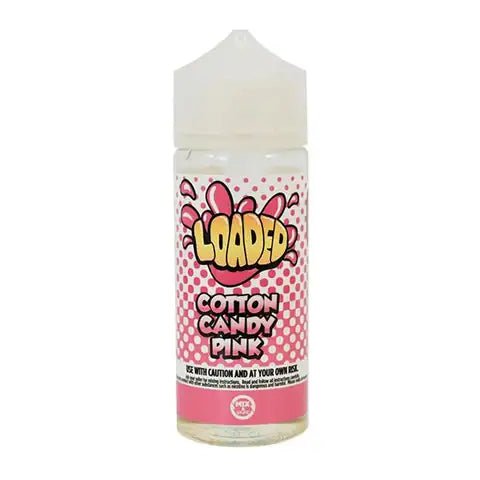 Loaded 100ml Shortfill E-Liquid by Ruthless Pink Cotton Candy On White Background