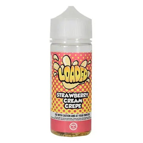 Loaded 100ml Shortfill E-Liquid by Ruthless Strawberry Cream Crepe On White Background
