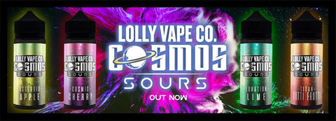 Lolly Vape Co. Cosmos Sours 100ml Shortfill E-Liquids On White Background