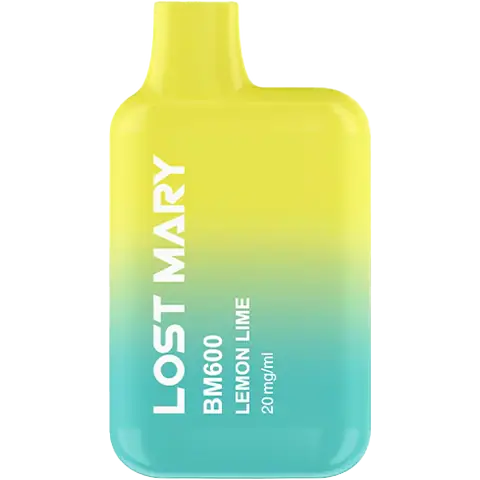 lost mary bm600 disposable device by elf bar lemon lime on clear background