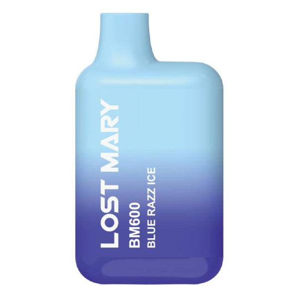 Lost Mary BM600 Disposable Device by Elf Bar Blue Razz Ice On White Background
