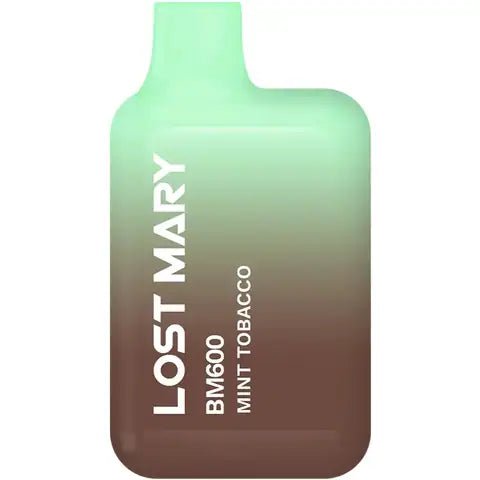 Lost Mary BM600 Disposable Device by Elf Bar Mint Tobacco On White Background