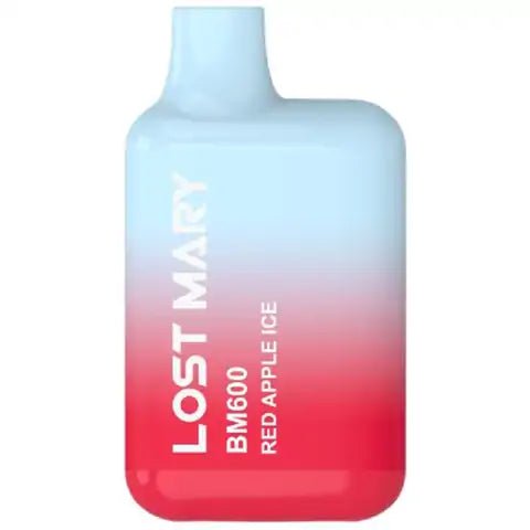 Lost Mary BM600 Disposable Device by Elf Bar Red Apple Ice On White Background