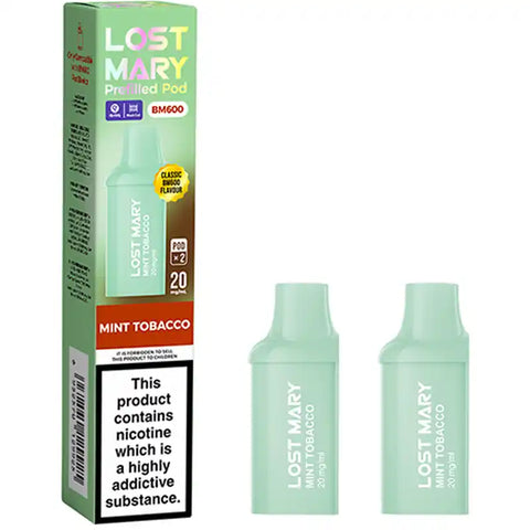 Lost Mary BM600 Replacement Prefilled Pods Mint Tobacco