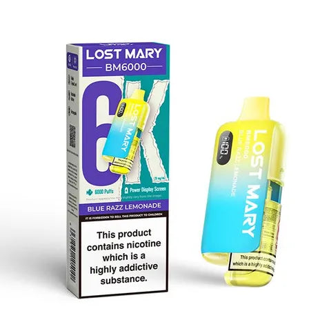 lost mary bm6000 blue razz lemonade on white background