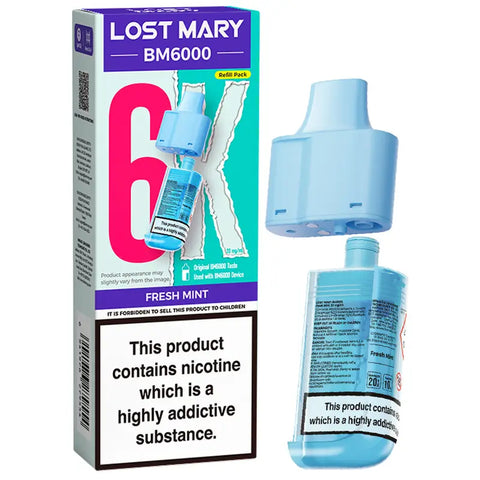 Lost Mary BM6000 Prefilled Pods + Refill Container Fresh MInt