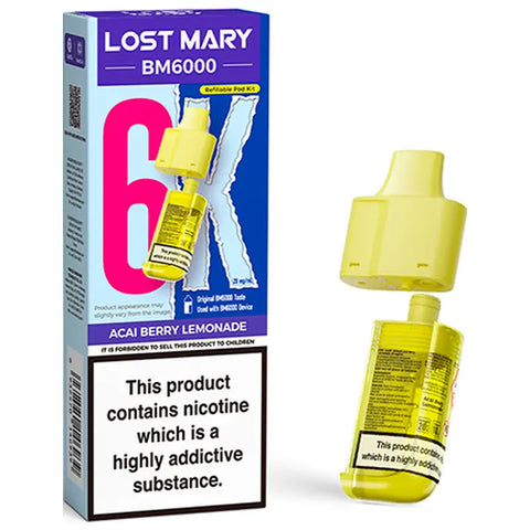 Lost Mary BM6000 Prefilled Pods + Refill Container Acai Berry Lemonade