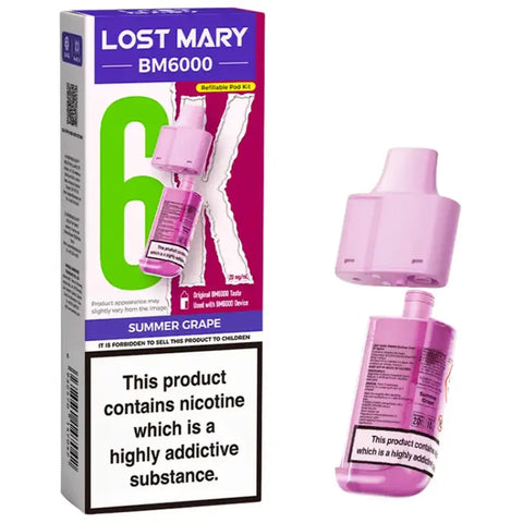 Lost Mary BM6000 Prefilled Pods + Refill Container Summer Grape