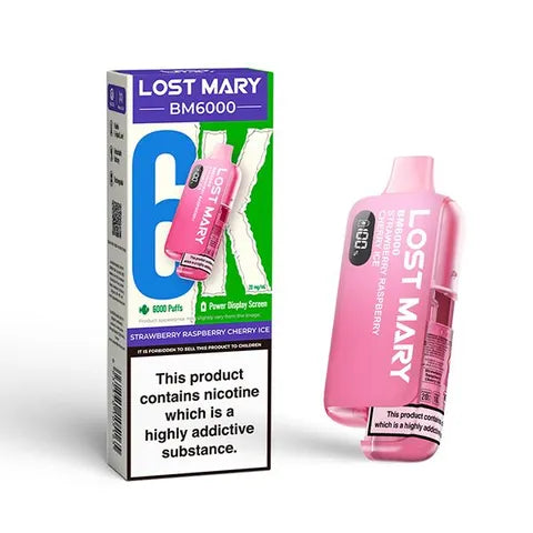 lost mary bm6000 strawberry raspberry cherry ice on white background