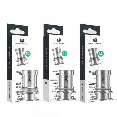 Lost Vape Ultra Boost Replacement Coils MTL 1.0ohm On White Background