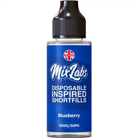 Mix Labs 100ml Disposable Inspired Shortfill E-Liquid Blueberry On White Background