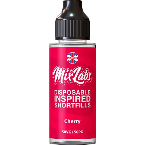 Mix Labs 100ml Disposable Inspired Shortfill E-Liquid Cherry On White Background