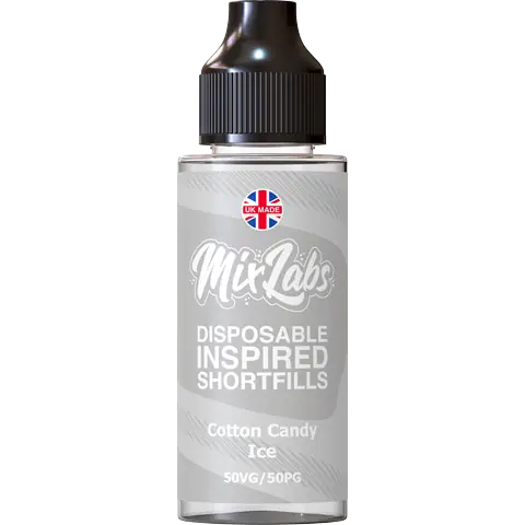 Mix Labs 100ml Disposable Inspired Shortfill E-Liquid Cotton Candy Ice On White Background