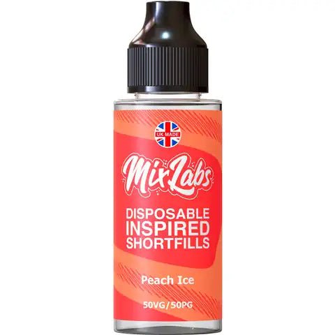 Mix Labs 100ml Disposable Inspired Shortfill E-Liquid Peach Ice On White Background
