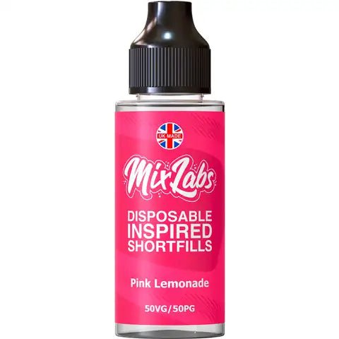 Mix Labs 100ml Disposable Inspired Shortfill E-Liquid Pink Lemonade On White Background