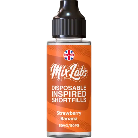 Mix Labs 100ml Disposable Inspired Shortfill E-Liquid Strawberry Banana On White Background