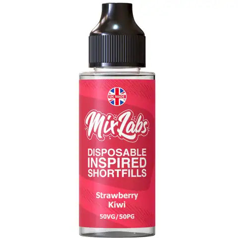 Mix Labs 100ml Disposable Inspired Shortfill E-Liquid Strawberry Kiwi On White Background