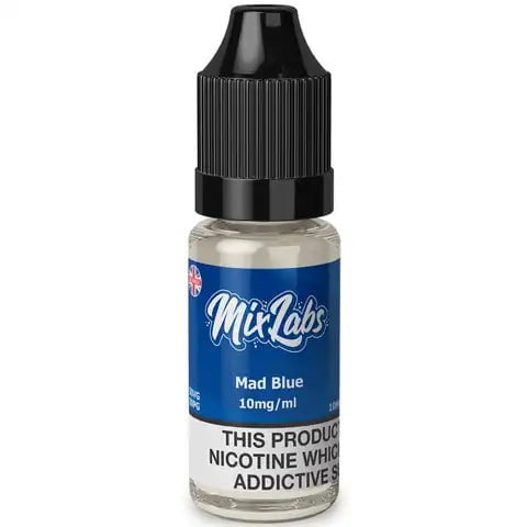 Mix Labs 10ml Bar Juice Nic Salts Mad Blue / 10mg On White Background