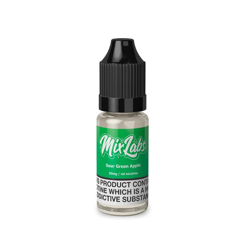 Mix Labs 10ml Bar Juice Nic Salts Sour Green Apple / 10mg On White Background
