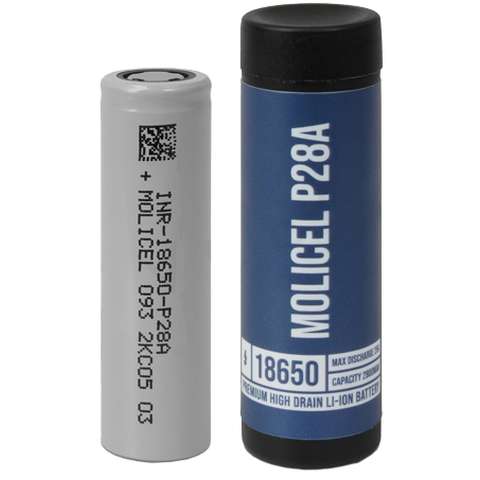 Molicel P28A 18650 25A 2800mAh Battery On White Background
