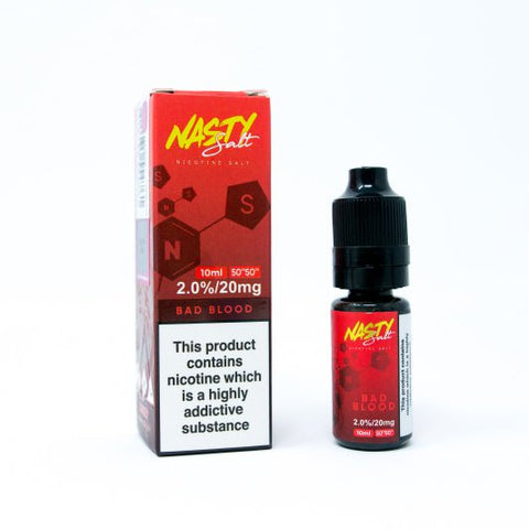 Nasty Juice Nic Salt E-Liquids Bad Blood / 10mg On White Background