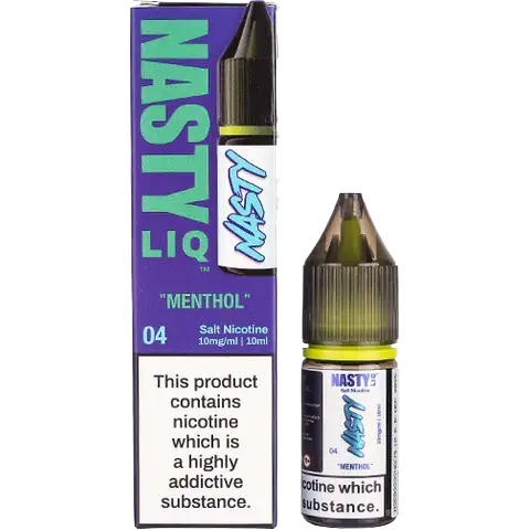 nasty liq menthol bottle and packaging on clear background 
