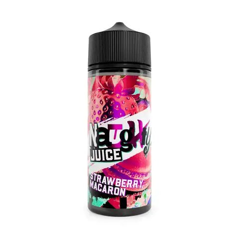 Naughty Juice 100ml Shortfill E-Liquids Strawberry Macaron On White Background