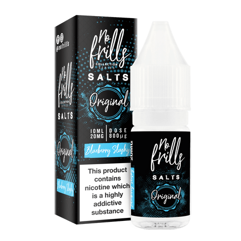 No Frills Original 10ml Nic Salt E-Liquid 10mg / Blueberry Slushy On White Background