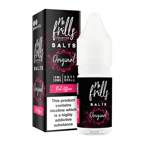 No Frills Original 10ml Nic Salt E-Liquid 10mg / Red Affair On White Background