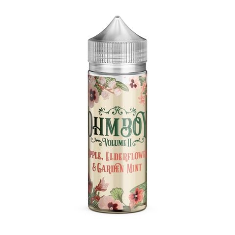 Ohm Boy Botanics 100ml Shortfills E-Liquids Apple Elderflower & Garden Mint On White Background