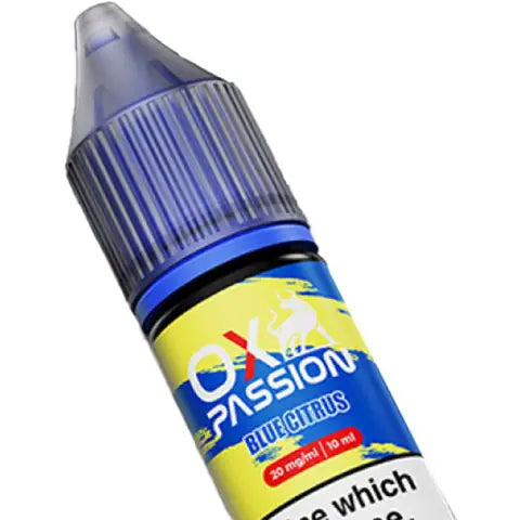 ox passion nic salt bar juice blue citrus on a white background