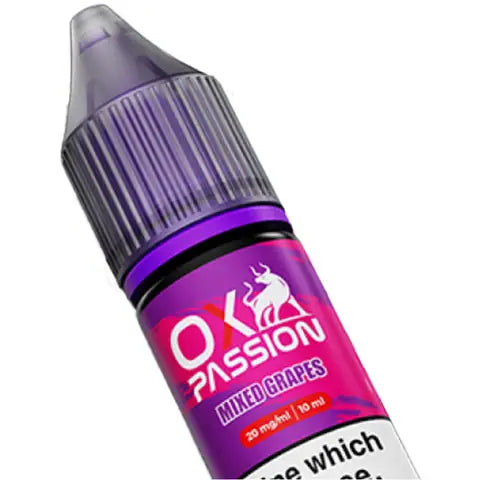 ox passion nic salt bar juice mixed grapes on a white background