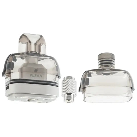 Vape components with 'ALEXA' branding on a white background