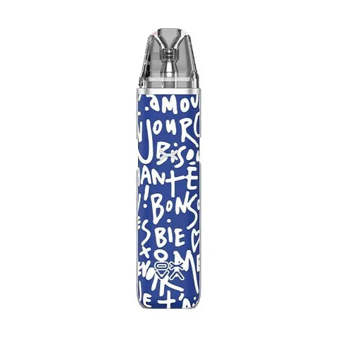 oxva xlim go pod kit graffiti blue on white background