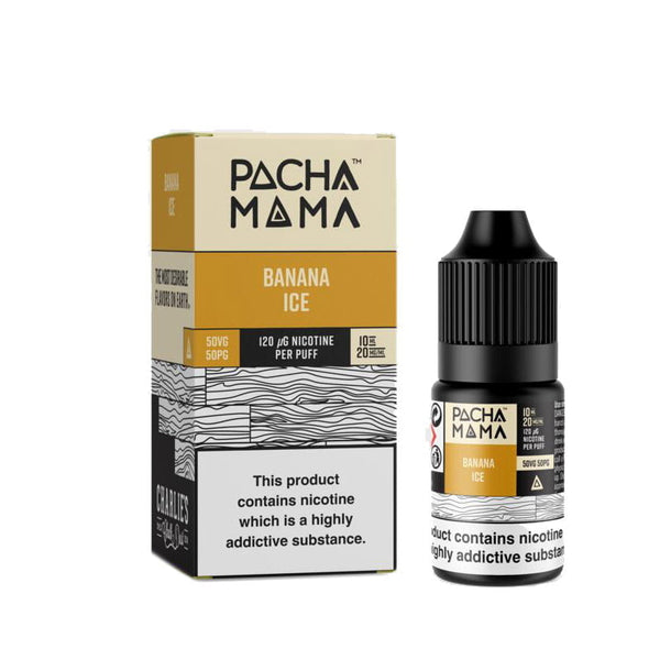 Pacha Mama Disposable Inspired Nic Salts Banana Ice / 20mg On White Background