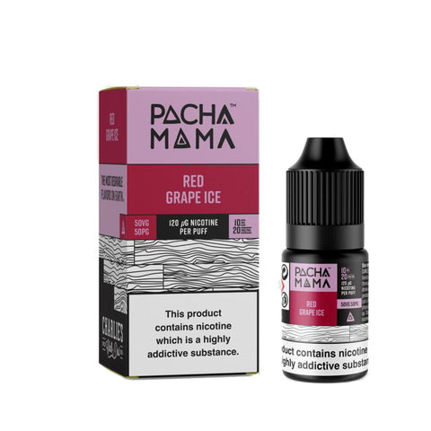 Pacha Mama Disposable Inspired Nic Salts Red Grape Ice / 10mg On White Background